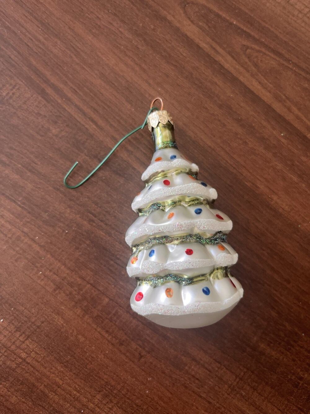 Vintage Glass Decorated Christmas Tree Ornament Hand Painted